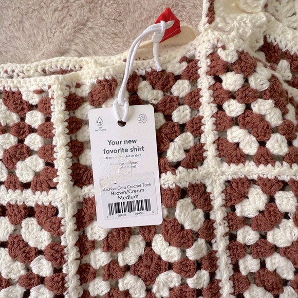 NWT Marine Layer Archive Cora Crochet Tank Top Brown/Cream Size M - Picture 8 of 11